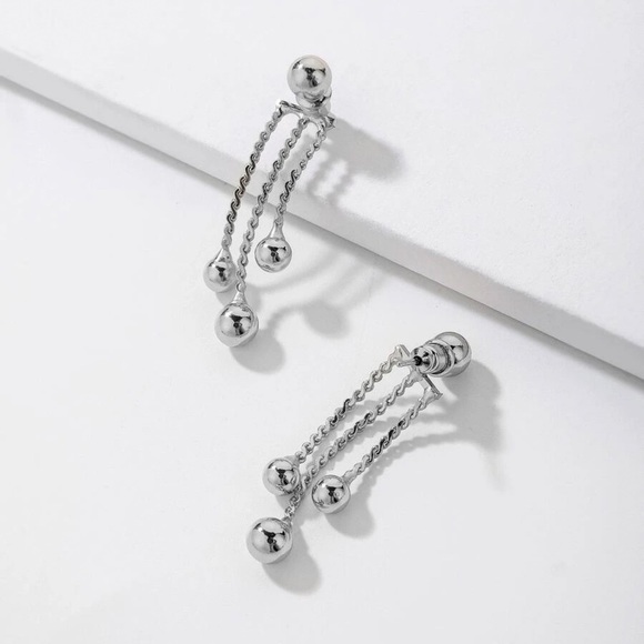 Any 2/$20! Silver Ball Studs w/Fringed Ball Jackets Earrings - Picture 3 of 6